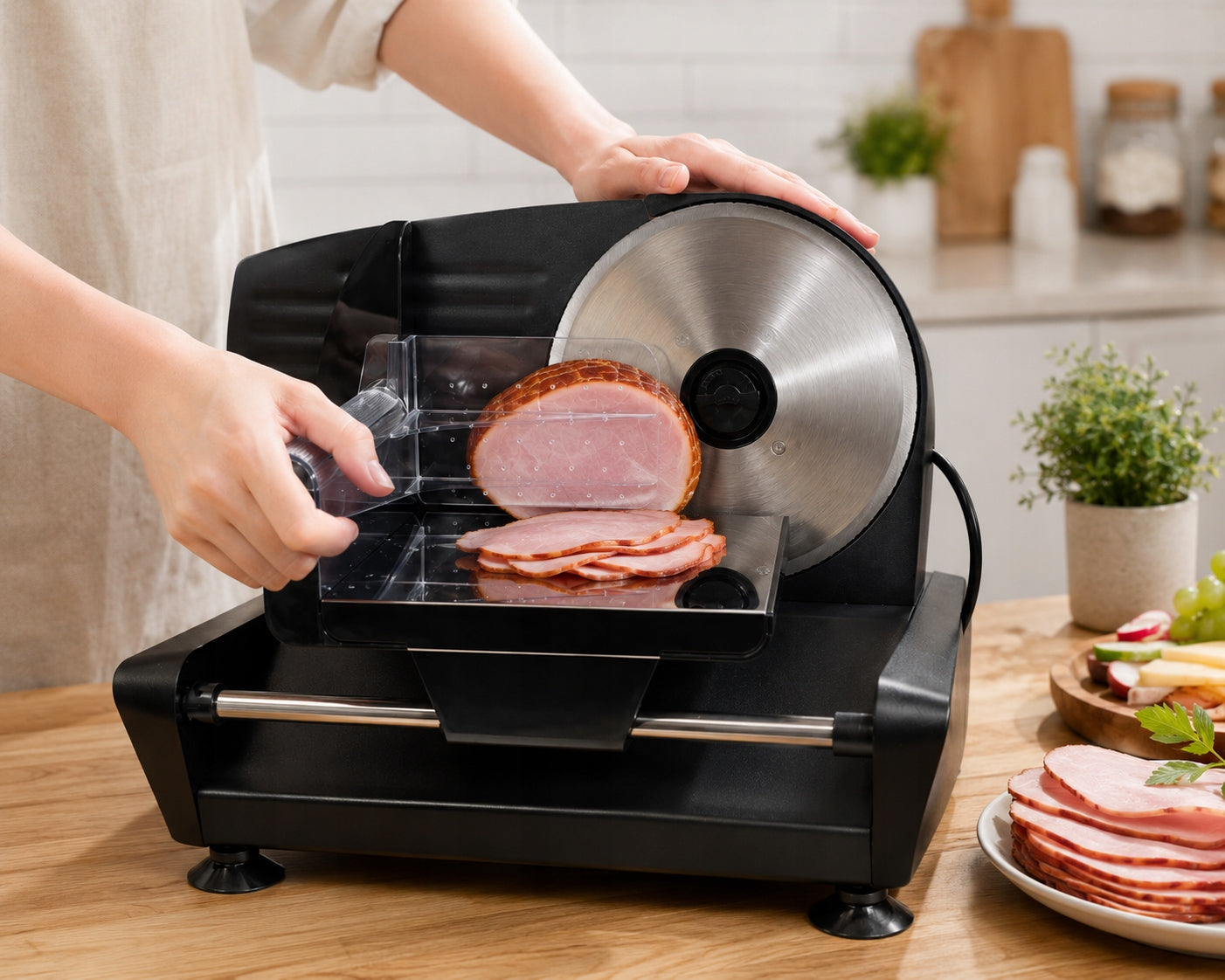 Electric Slicer for Precision Slicing Meat Bread 150W Black Manufacturer code Krajalnica Elektryczna Do Precyzyjnego