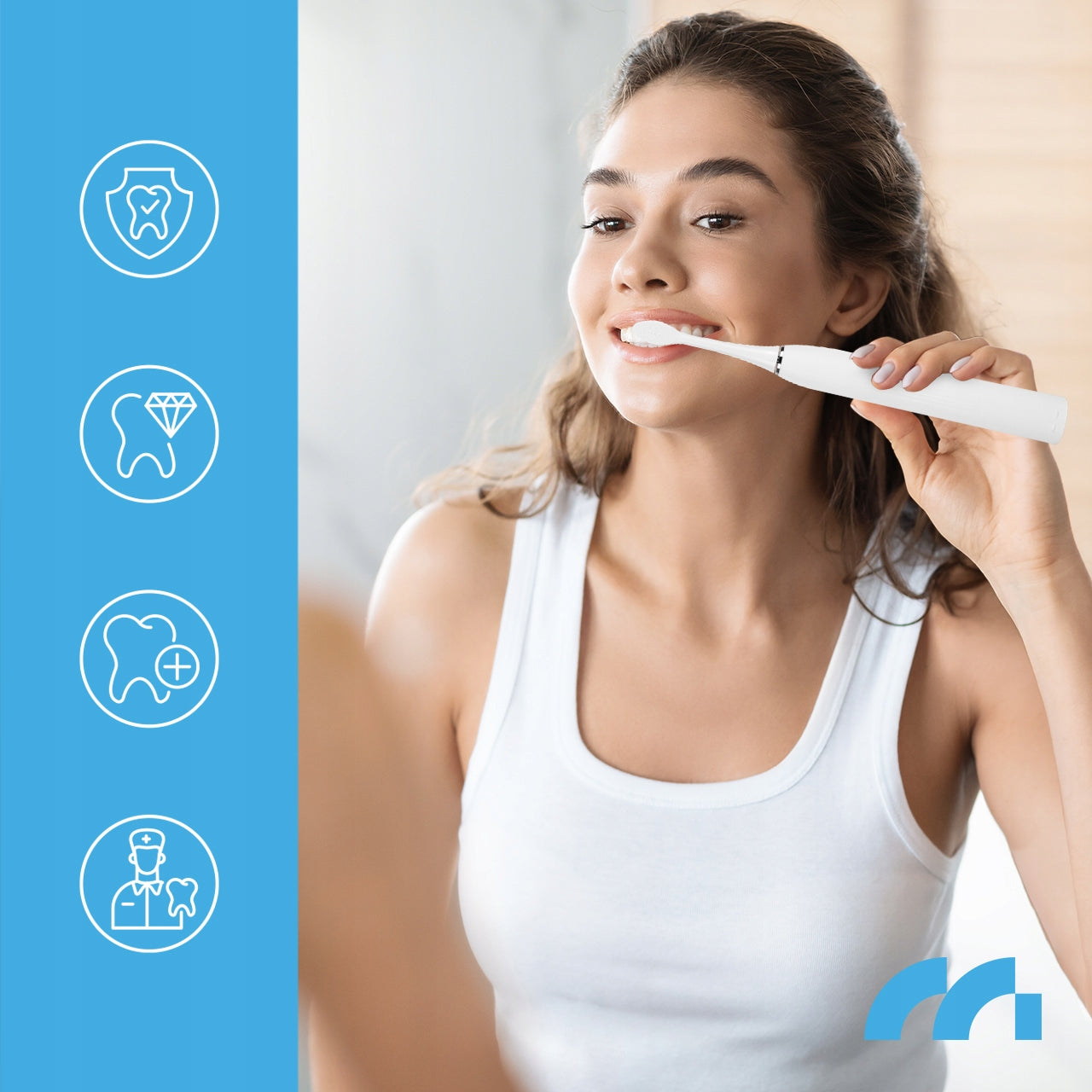 Electric Sonic Toothbrush 6 Modes Tips Set Pouch Brand Maltec
