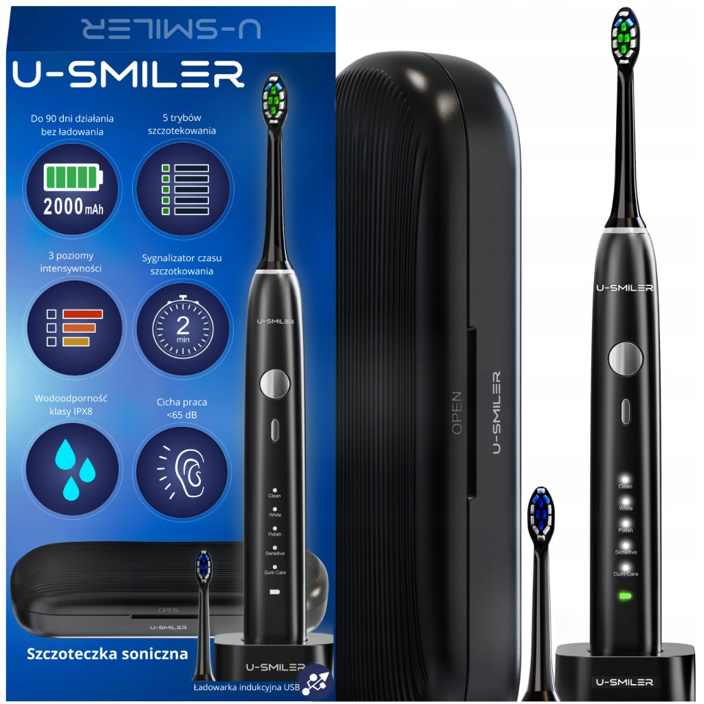 Electric Sonic Toothbrush U-SMILER IPX8 Pro 2 Tips Pouch