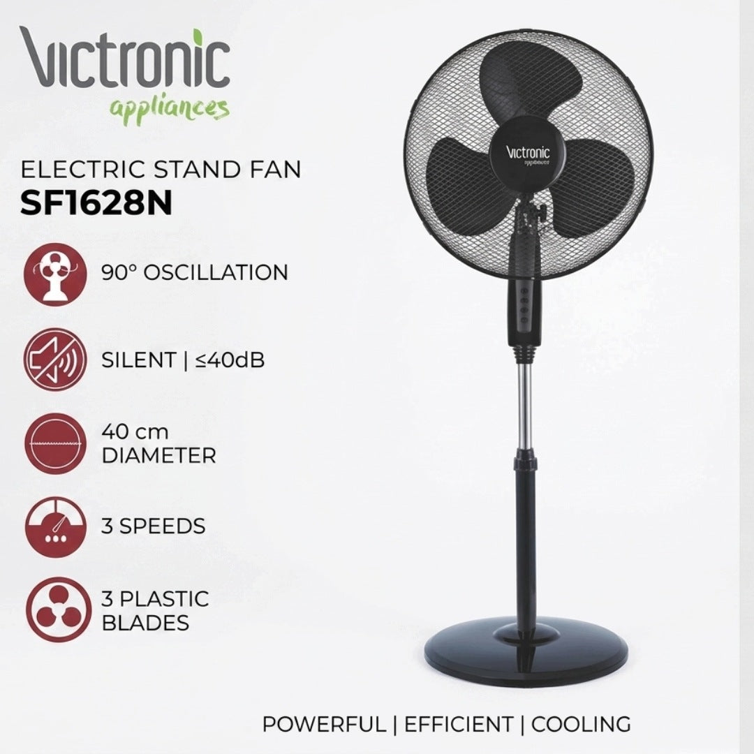 Electric Standing Fan 40 cm 90° Oscillation Adjustable Height BLACK Packaging status original
