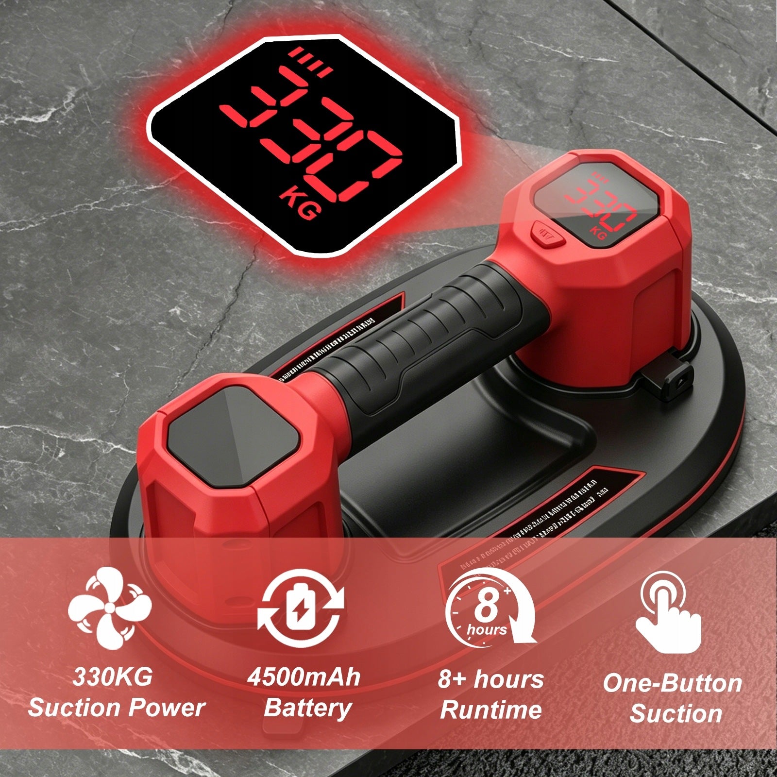 Electric Suction Cup 12 Inches Twin Motor Gloves STONEWARE HOLDER 320kg Packaging status original