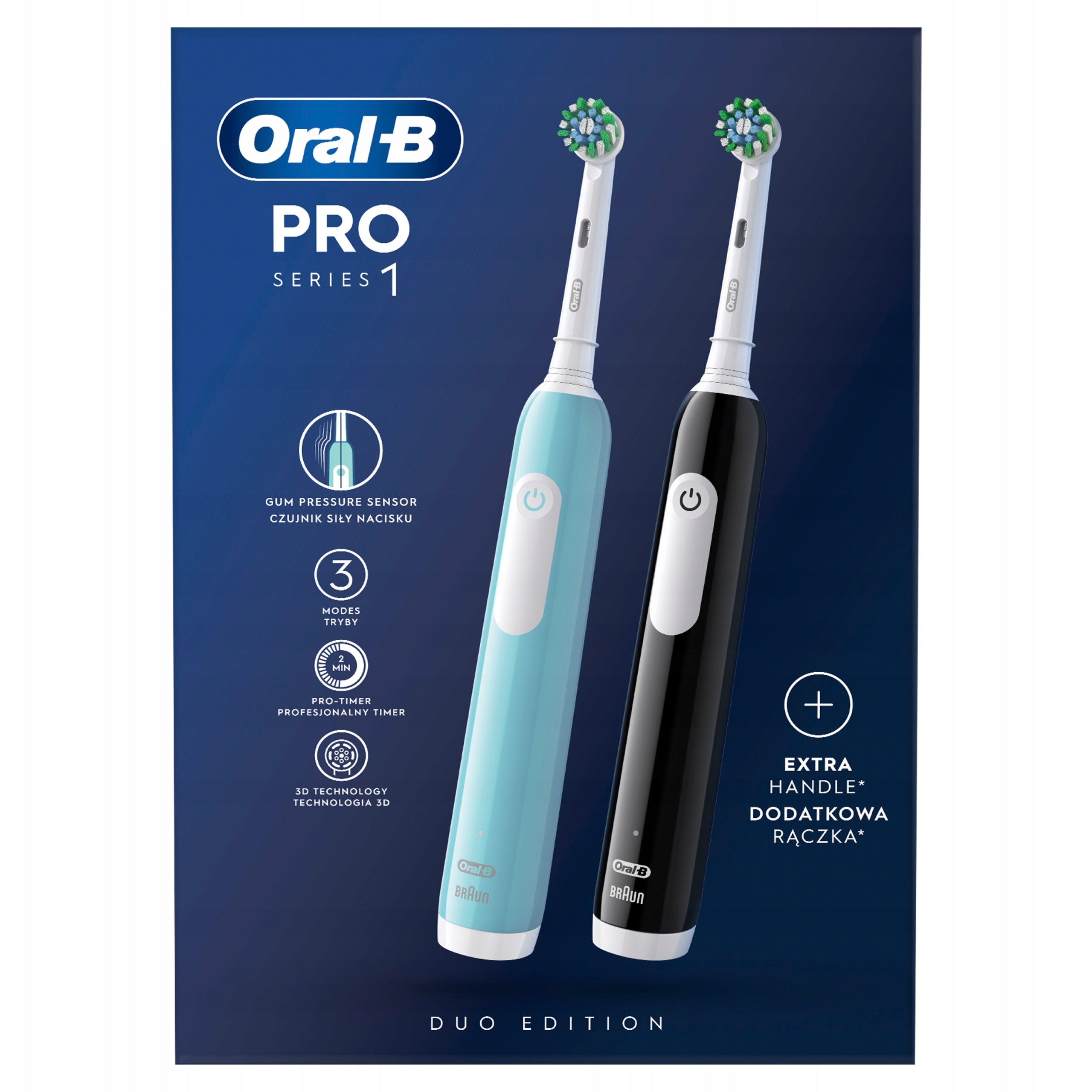 Electric Toothbrushes Oral-B Pro Series 1 Two Pack Black Blue Brand Oral-B