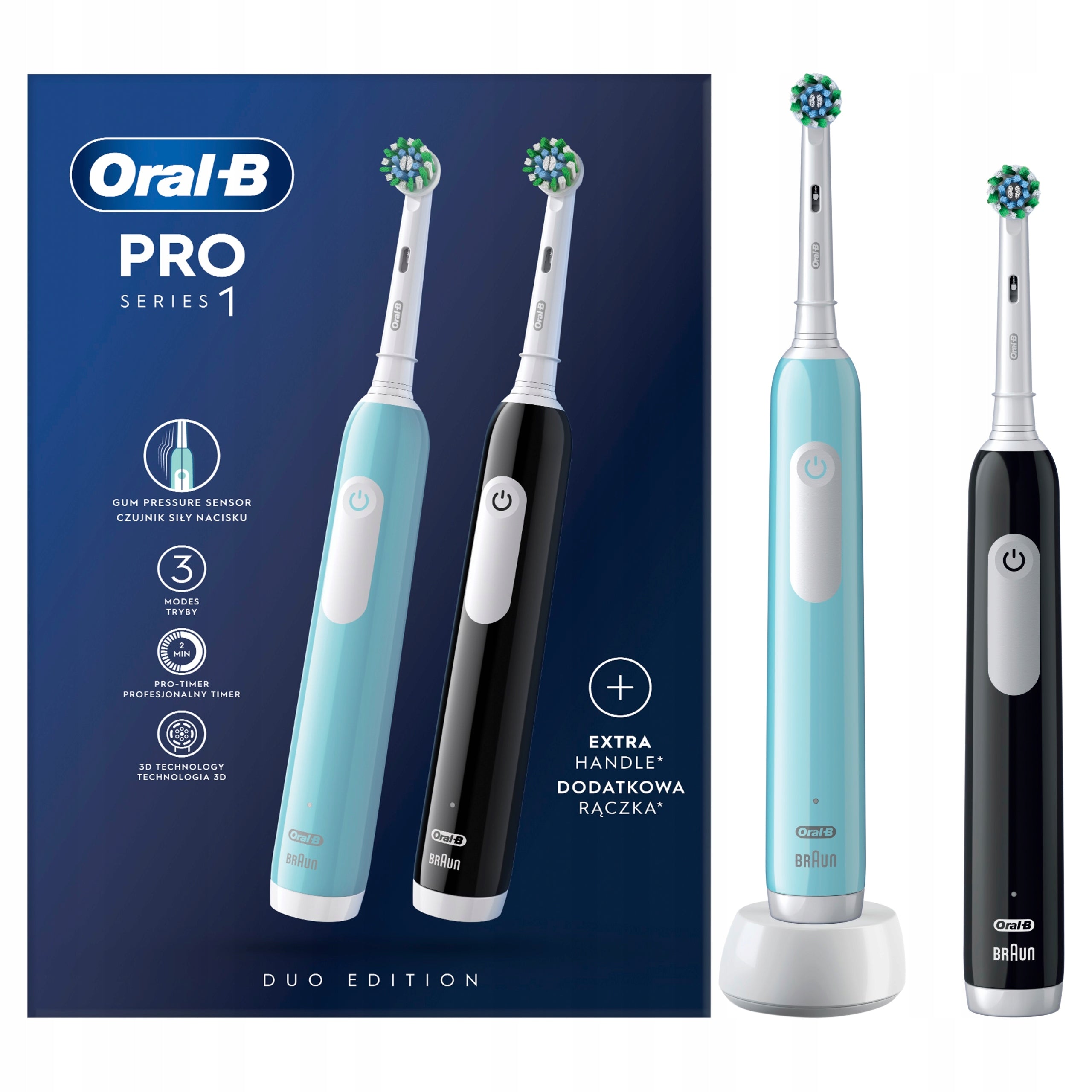 Electric Toothbrushes Oral-B Pro Series 1 Two Pack Black Blue