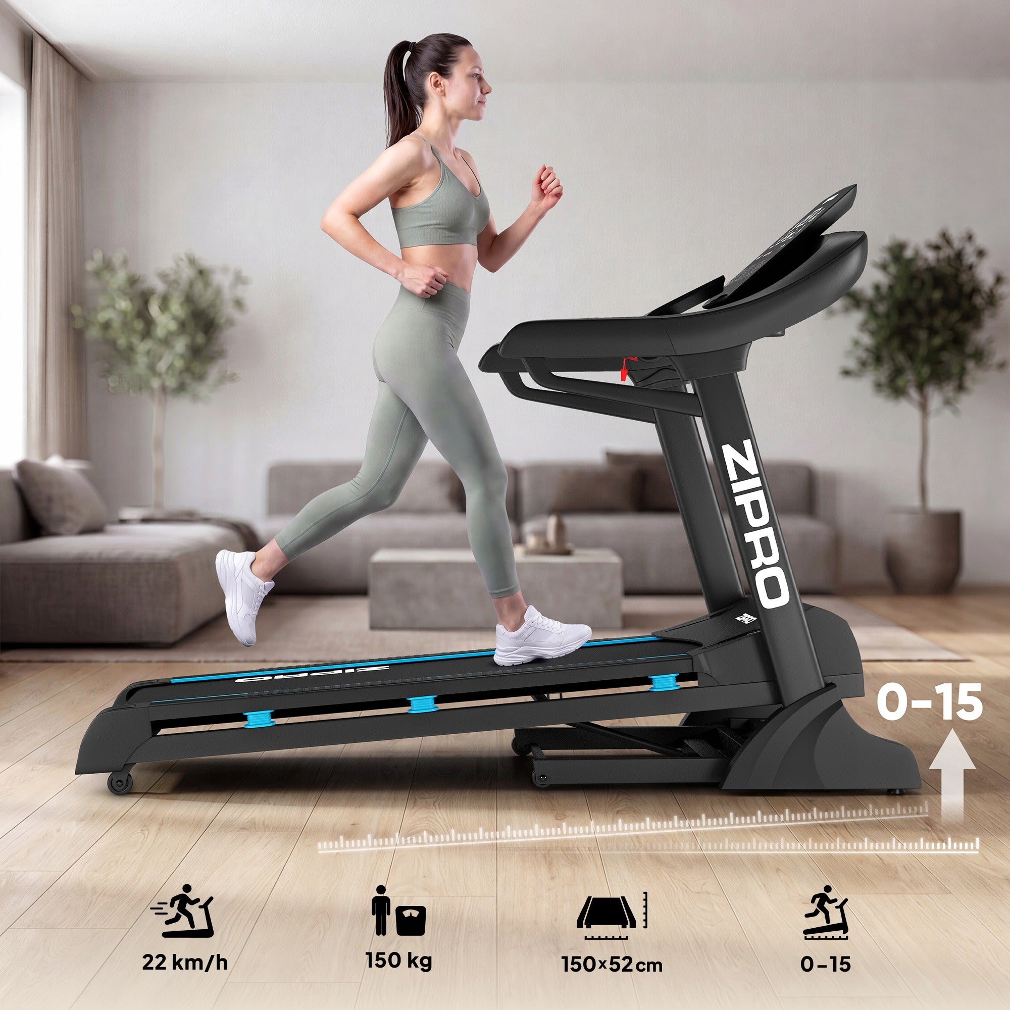 Electric Training Treadmill Folding Shock Absorption Belt Adjustment - Zipro Manufacturer code 1592690
