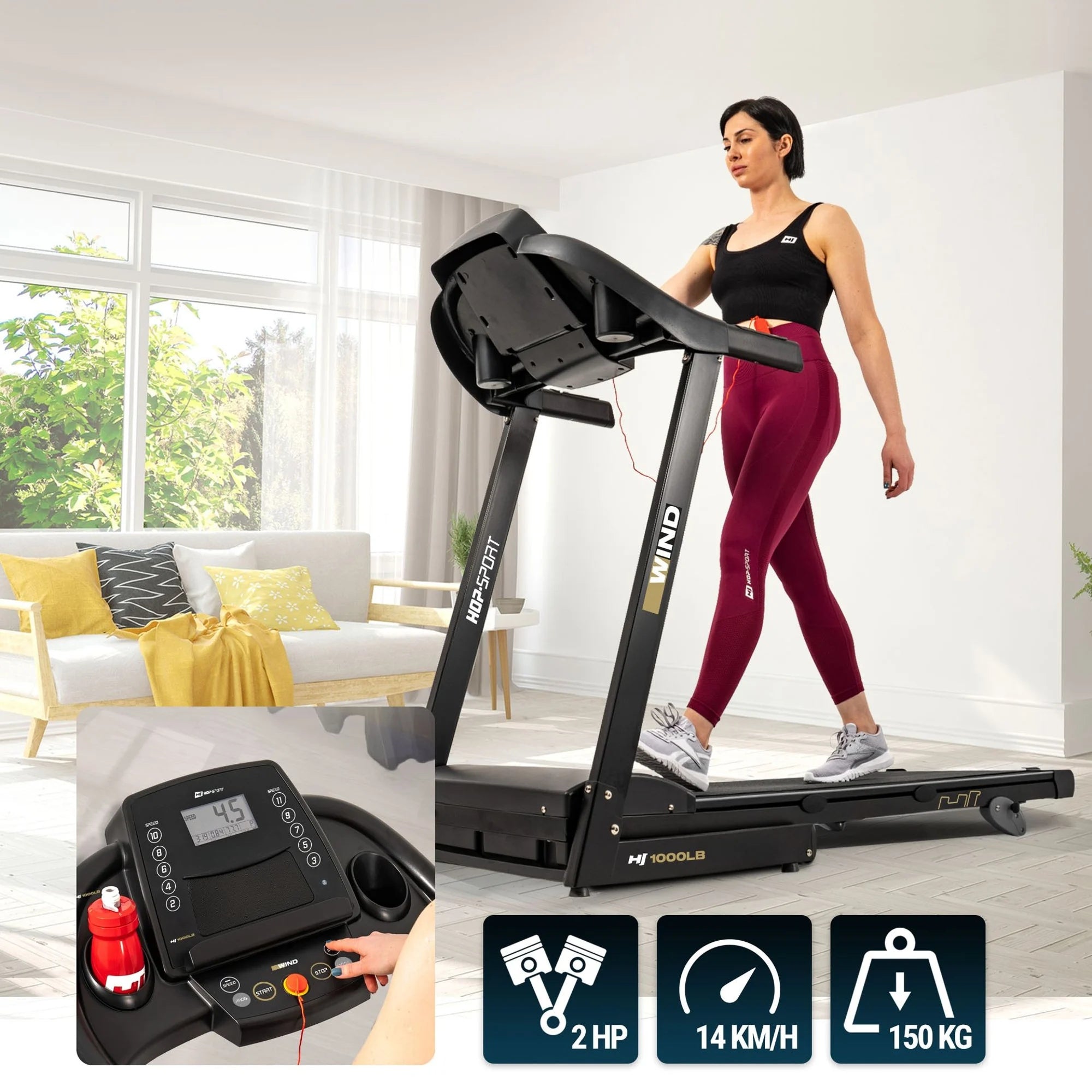 Electric Treadmill Folding Household 2KM to 150kg Slope Angle Adjustment Manufacturer code HS-1000LB