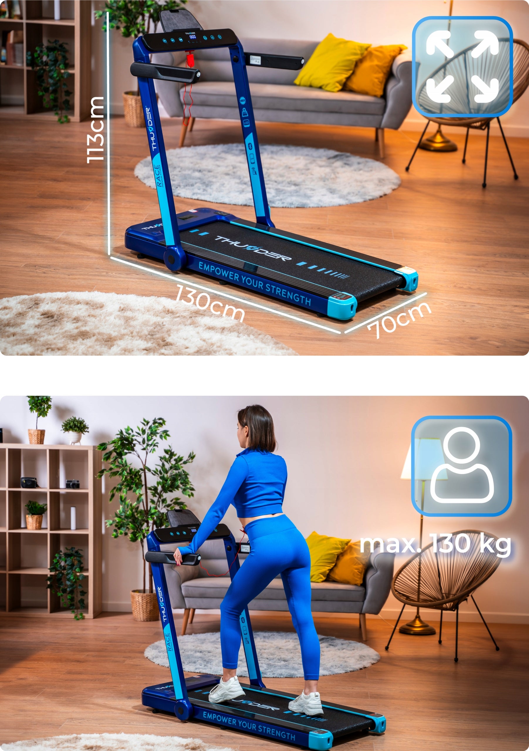Electric Treadmill for Walking Under Desk Bed 14cm 14km/h RACE THUNDER Packaging status original