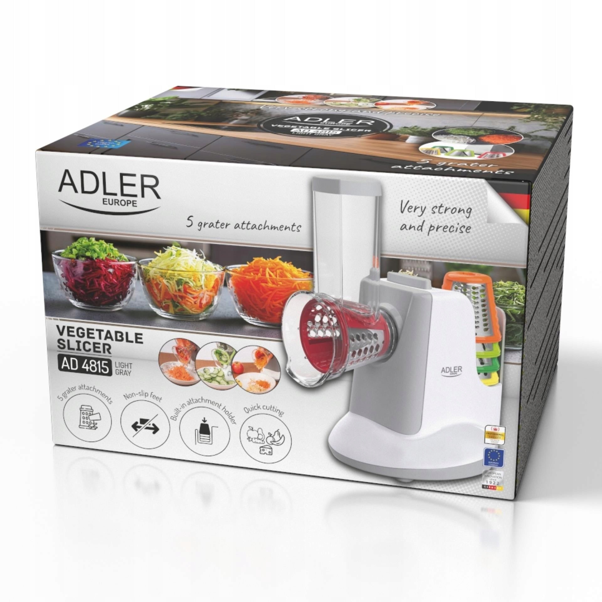 Electric Vegetable Slicer 5 Sockets Stable with Grater Handle Brand ADLER