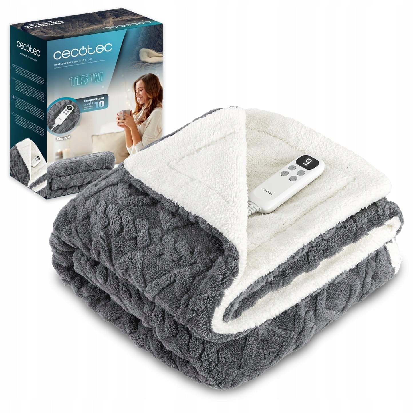 Electric blanket Cecotec HeatConfort Luma 180x130 cm 10 levels LCD 1 pc
