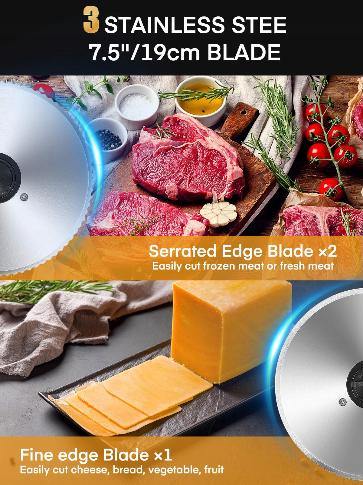 Electric bread slicer, 250 W, with 3 blades Brand no brand