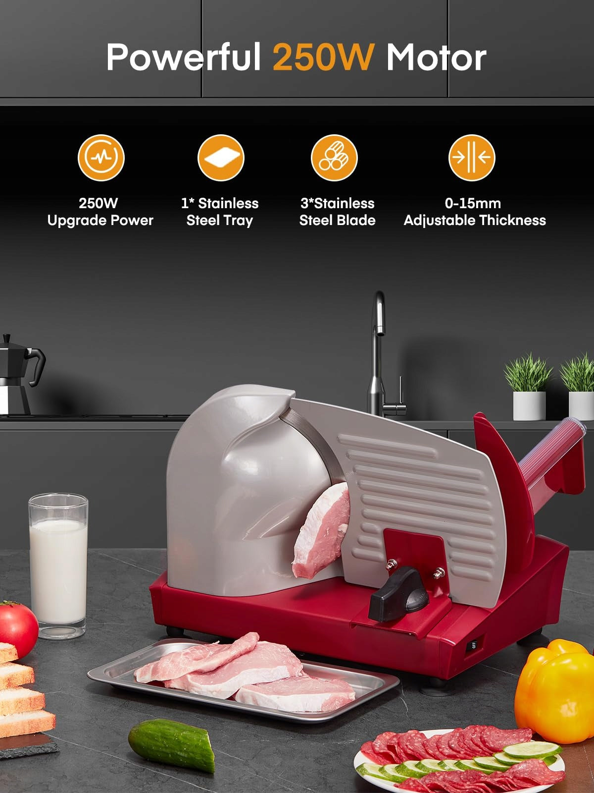 Electric bread slicer, 250 W, with 3 blades Packaging status original