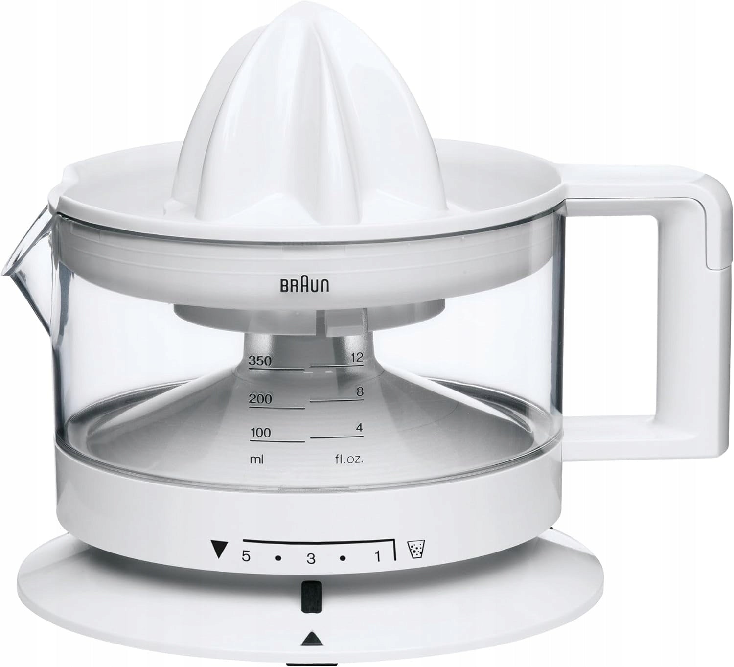 Electric citrus juicer slow-turning for juices Braun white