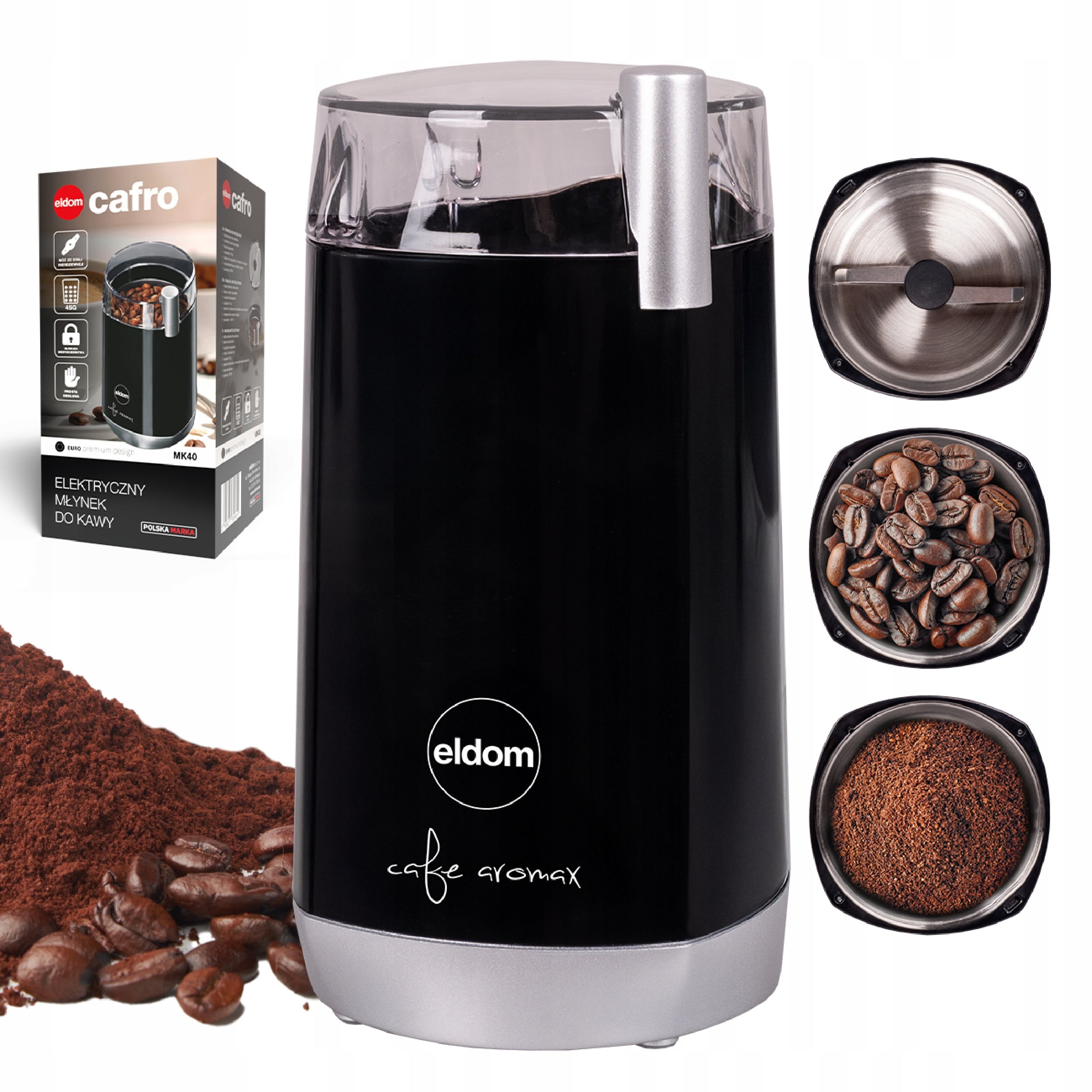 Electric coffee grinder MK40 Eldom black 45g 180W