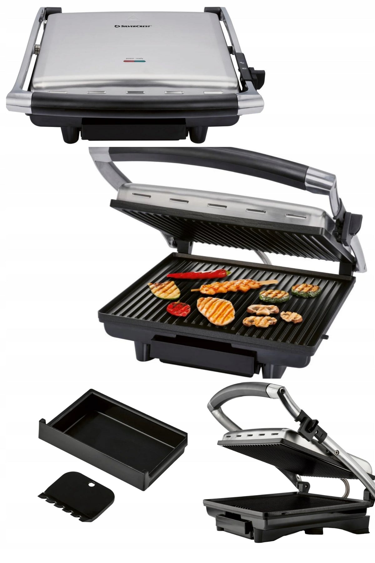 Electric contact grill Panini toaster 2000 W SilverCrest SPM 2000