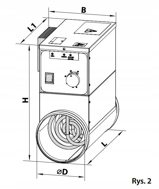 Electric duct heater NK 125-1,6-1 U with automation 1,6kW fi 125 Brand Vents