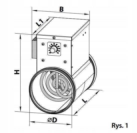 Electric duct heater NK 125-1,6-1 U with automation 1,6kW fi 125 Manufacturer code NK 125-1,6-1 U
