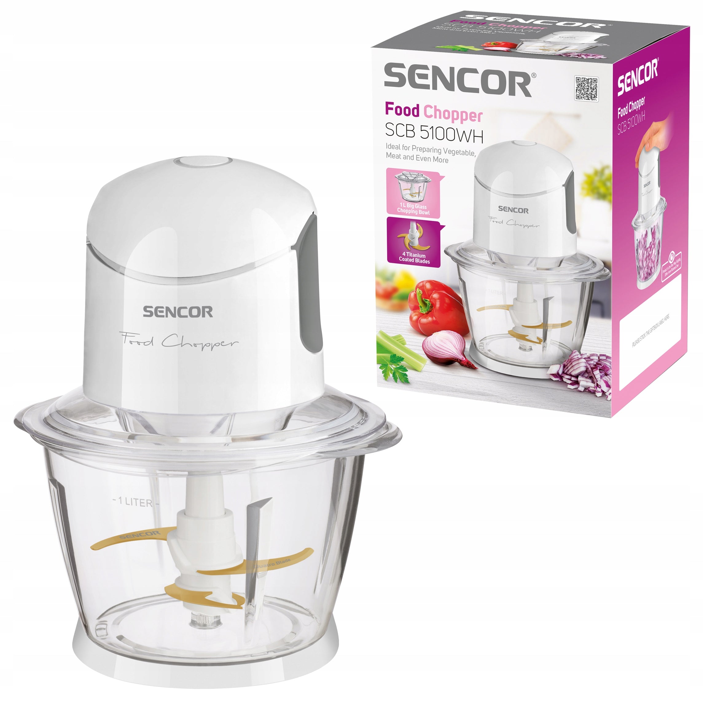 Electric food shredder 800W 1000ml Sencor SCB 5100WH-EUE3 Packaging status original