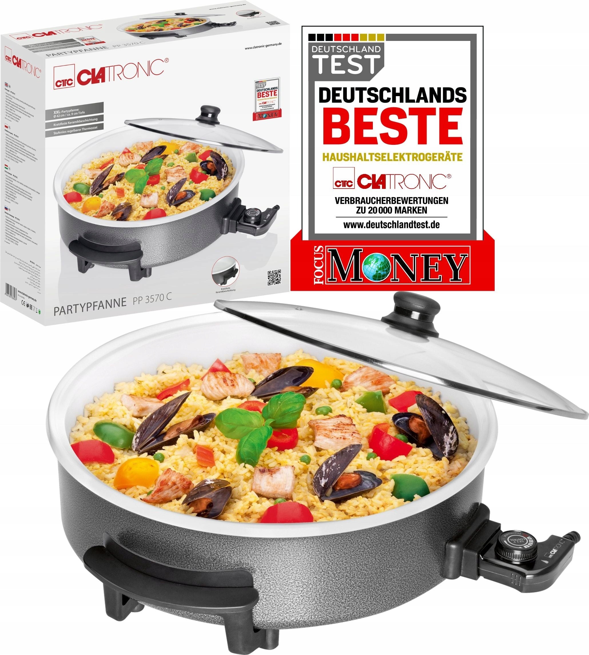 Electric frying pan with anti-stick coating Clatronic PP Ø42c