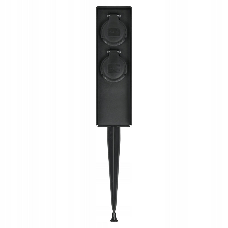 Electric garden post 2 sockets 230V IP44 black plastic height 23cm Brand DPM