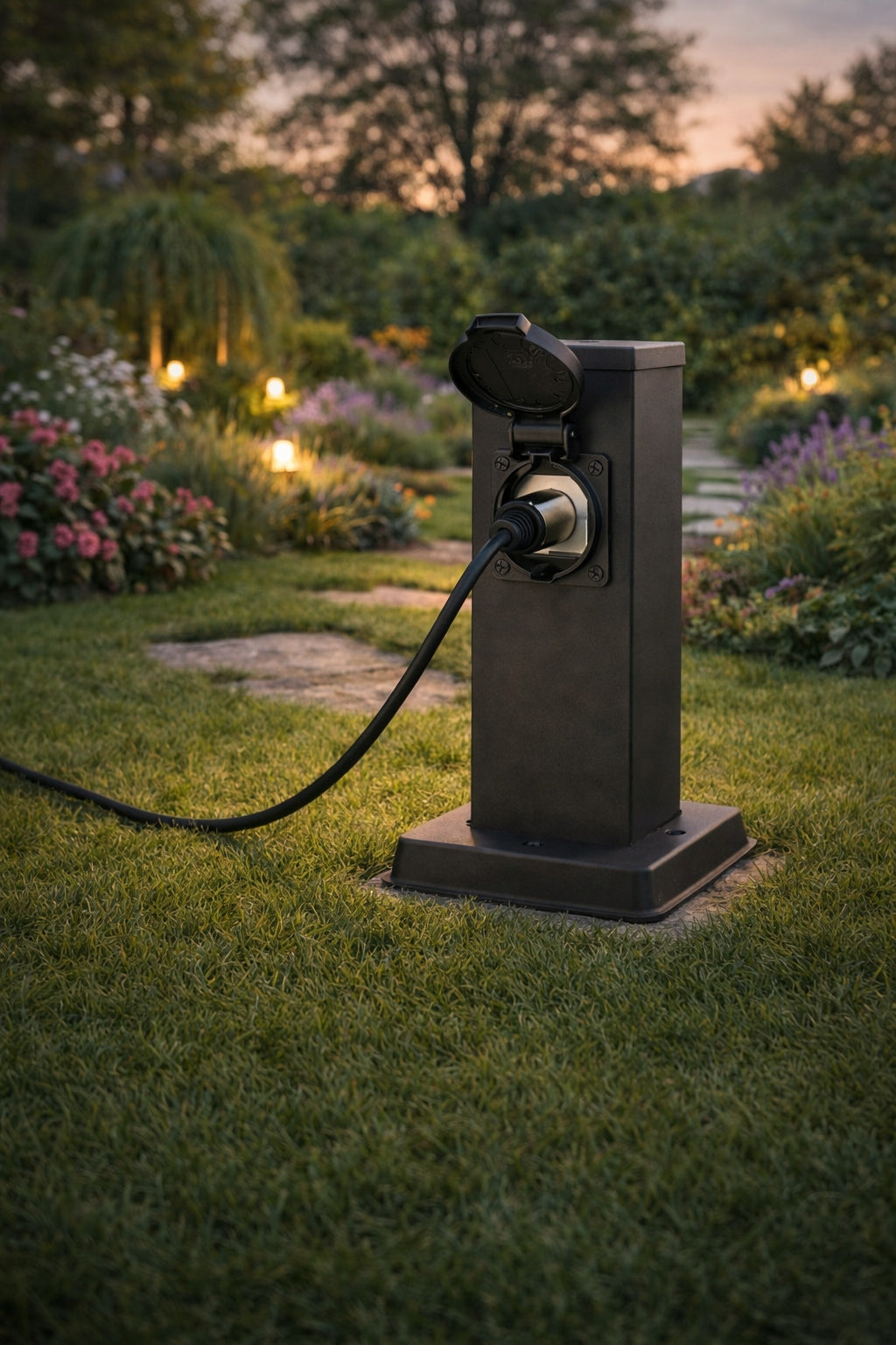 Electric garden post 2x hermetic socket 230V SuperLED Thread type E27