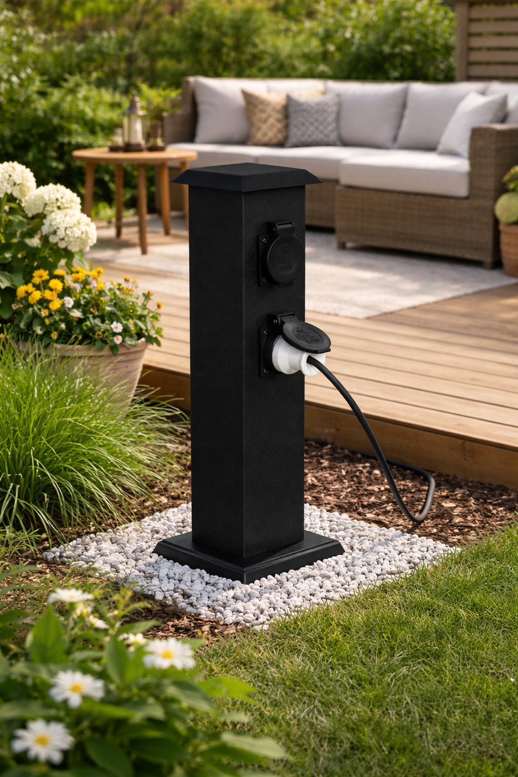 Electric garden post 4x hermetic socket 230V Packaging status original