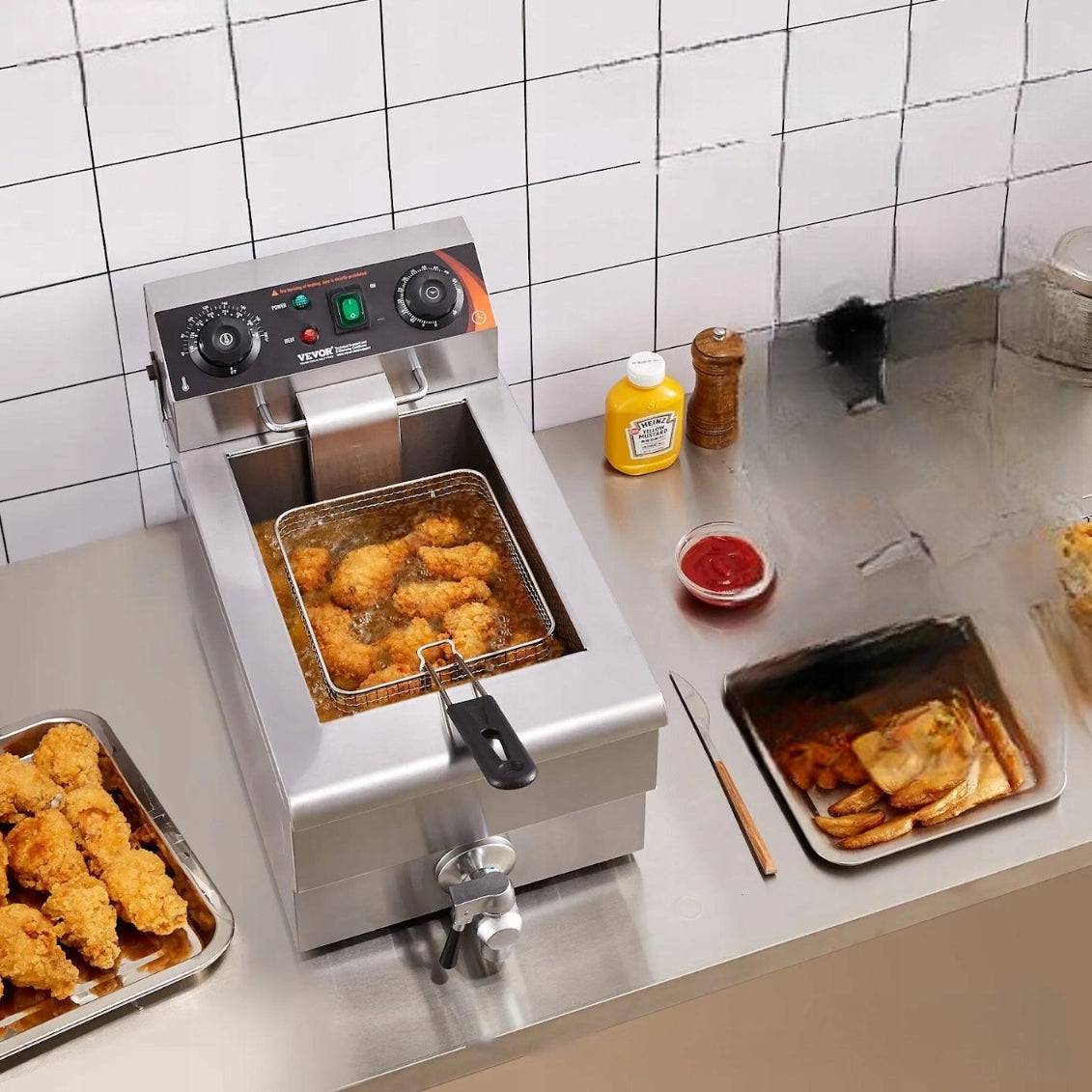 Electric gastronomic fryer 3000W 11L steel with basket Model bez marki