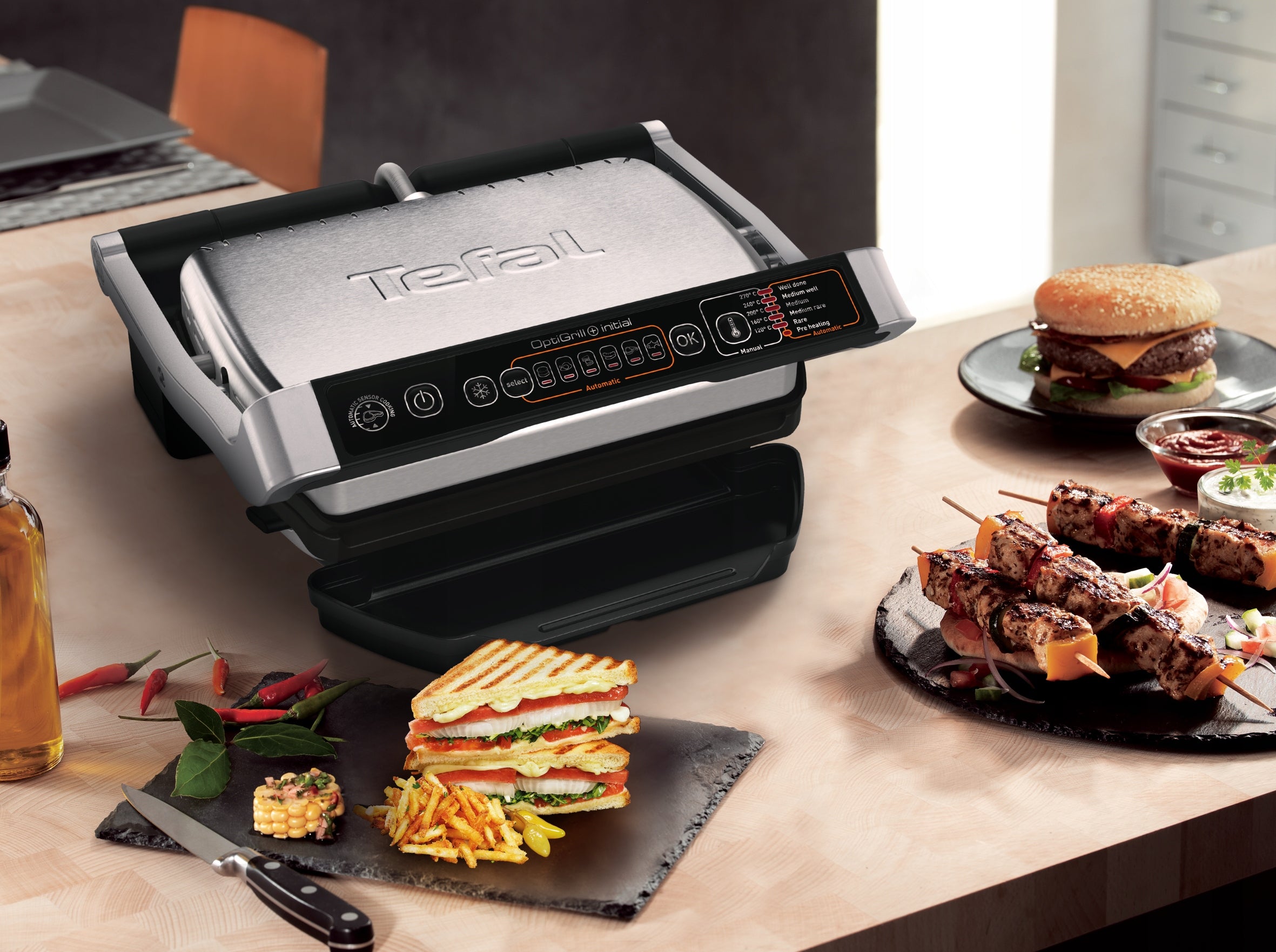 Electric grill TEFAL Optigrill GC706D Dominant color silver/gray