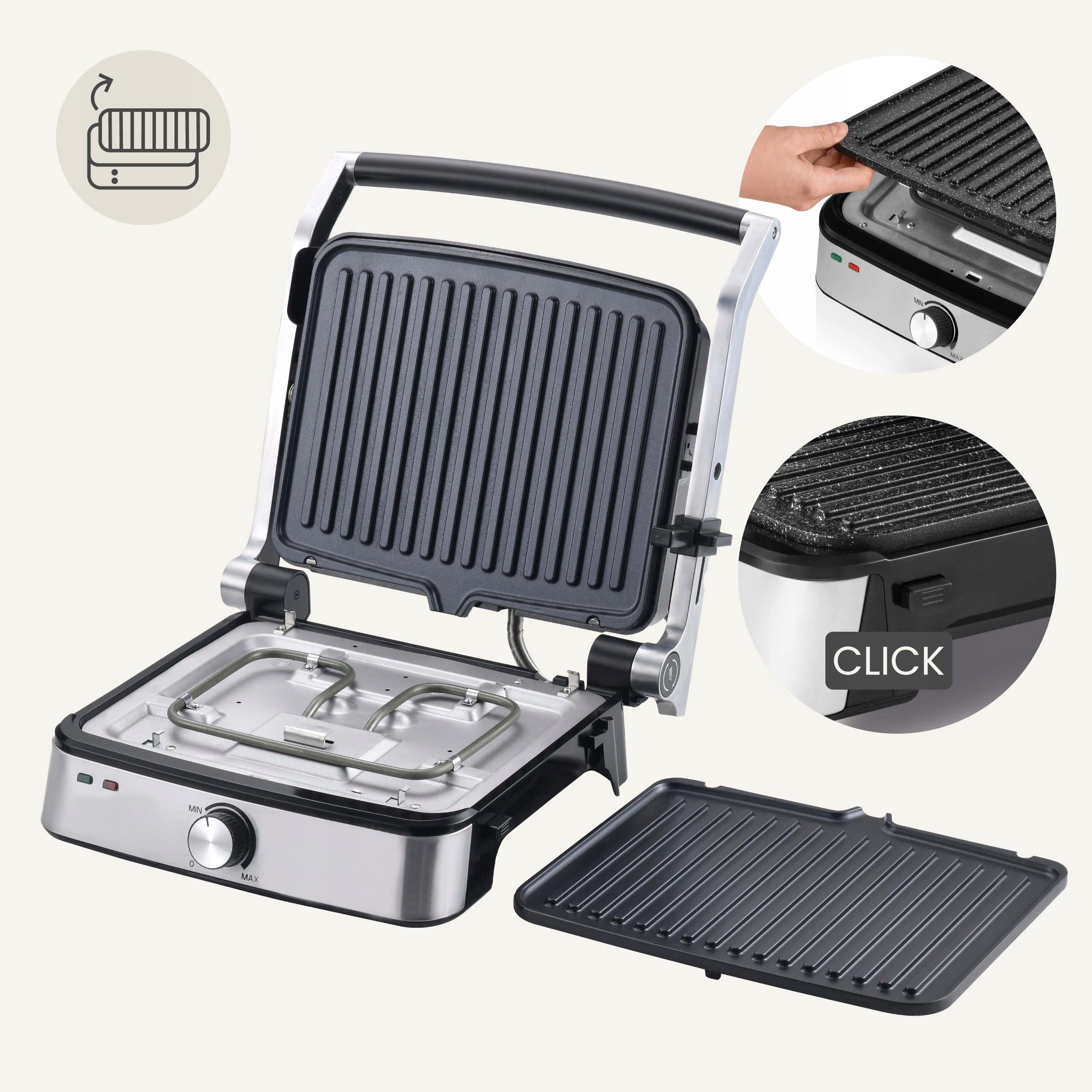 Electric grill Zeegma Chef Easy 2000W temperature control ceramic plates Temperature control yes