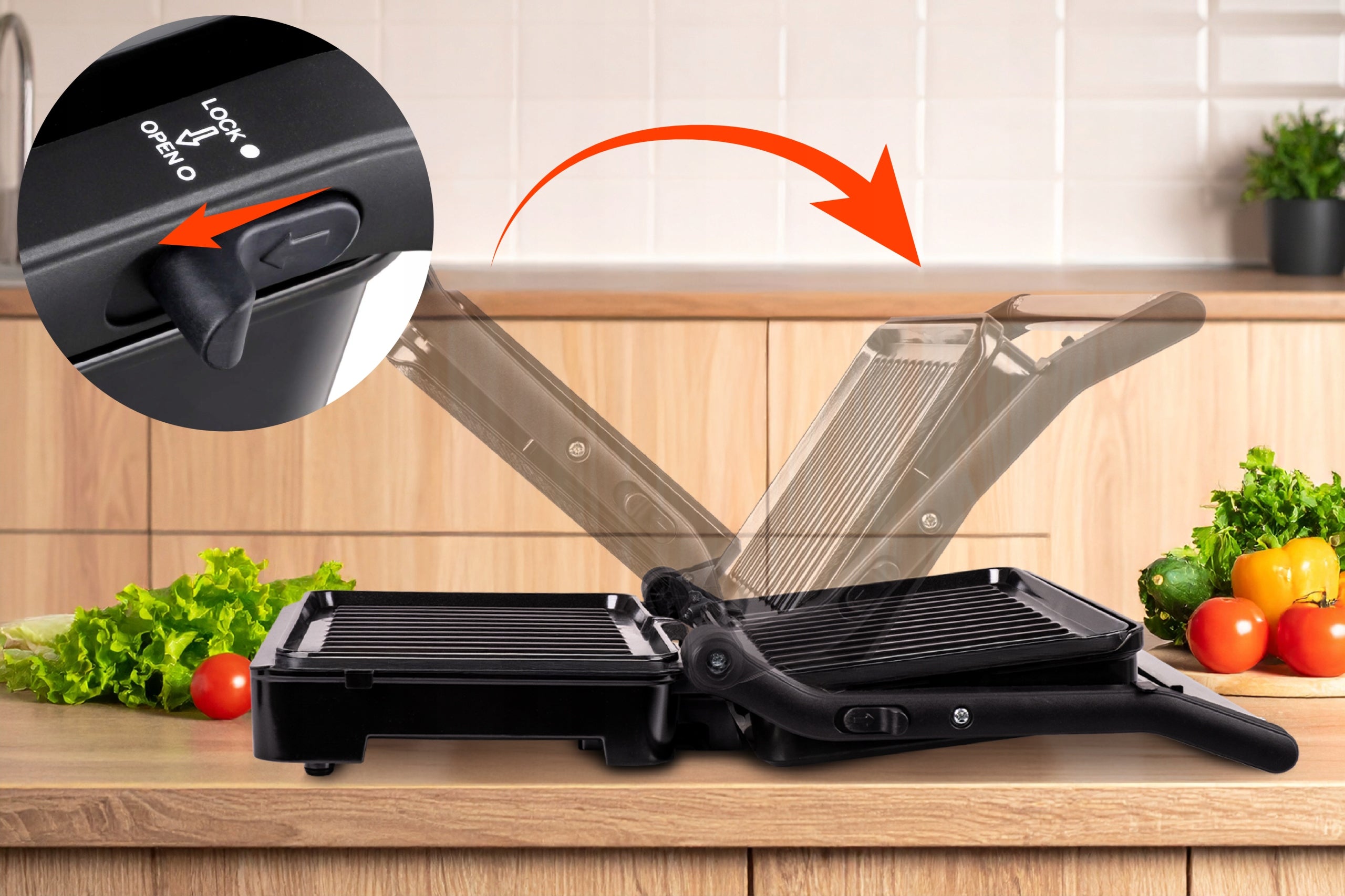 Electric grill pannini sandwich toaster folding GK110 Eldom 1000W Brand Eldom
