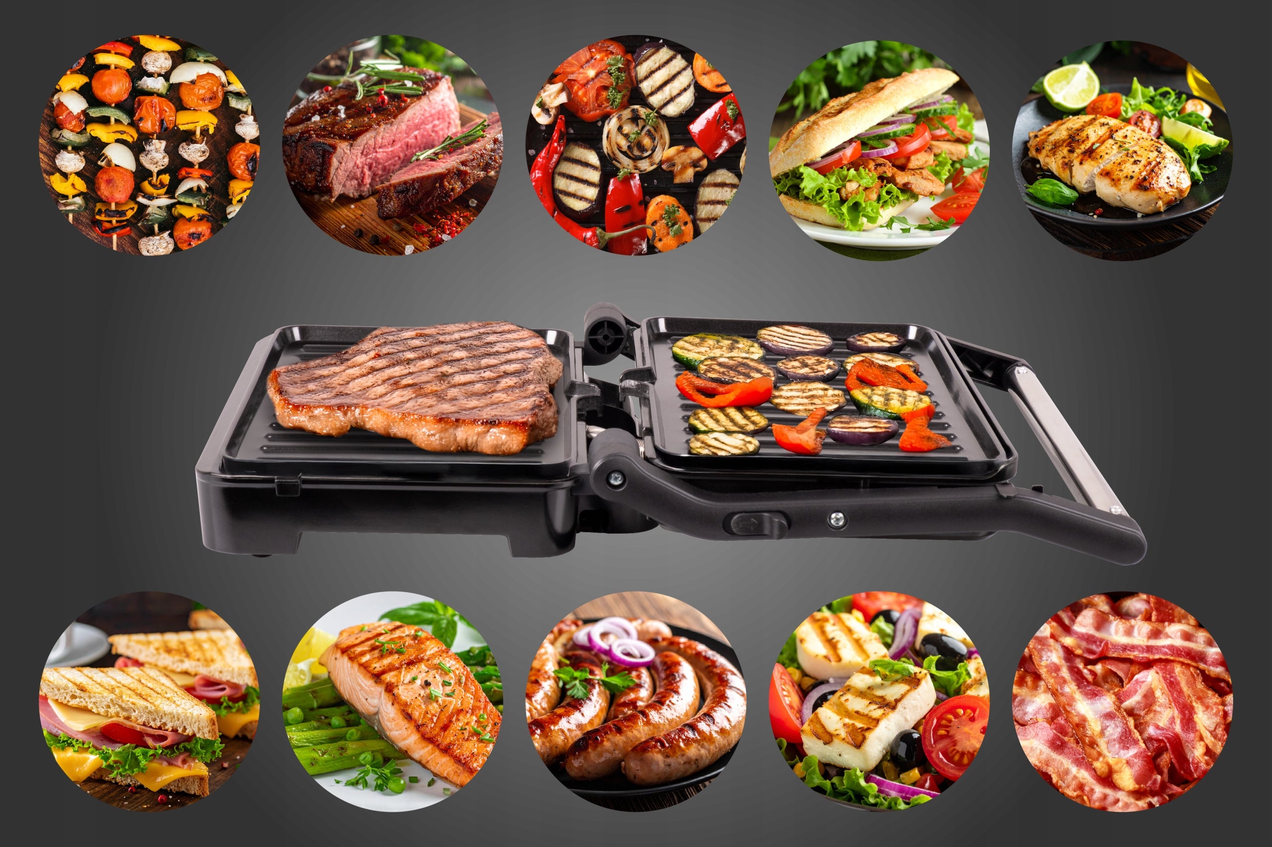 Electric grill pannini sandwich toaster folding GK110 Eldom 1000W Temperature control no