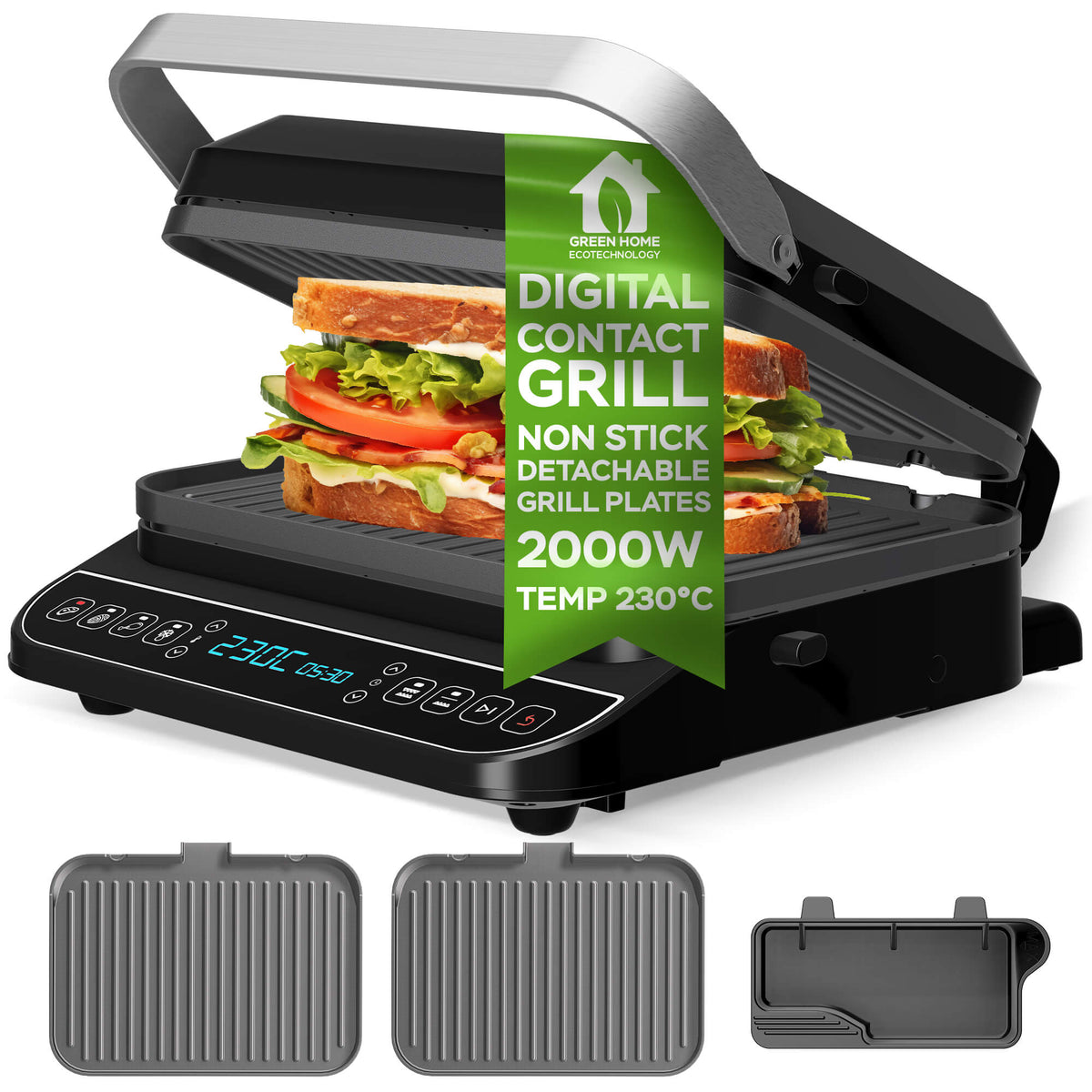 Electric grill toaster folding balcony TurboTronic 2000W Dominant color black