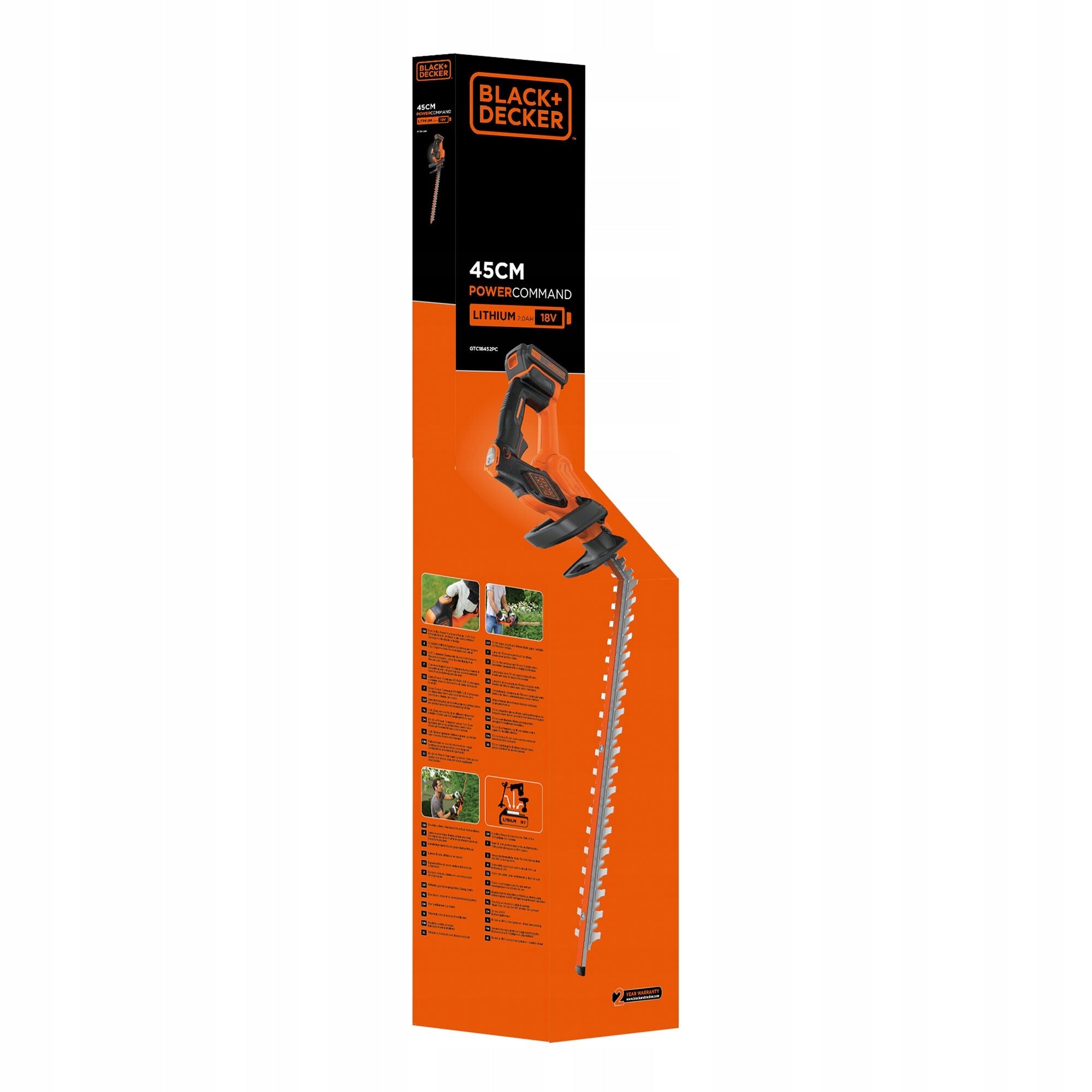 Electric hedge trimmer 18V 45cm 2Ah order Black Decker GTC18452PC Maximum cut branch thickness 18 mm