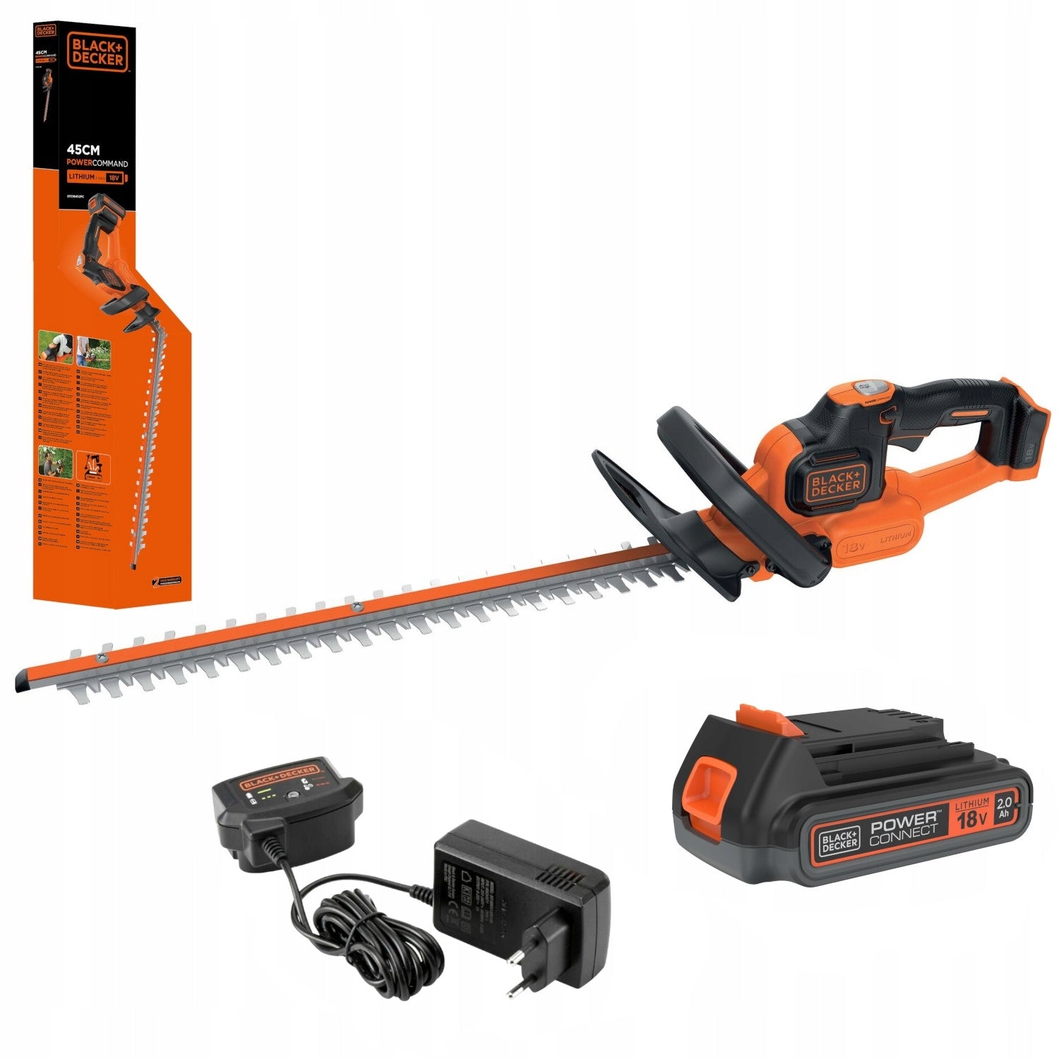 Electric hedge trimmer 18V 45cm 2Ah order Black Decker GTC18452PC