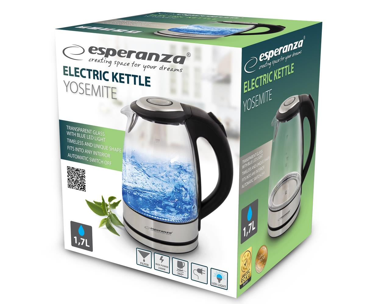 Electric kettle 1,7L Esperanza "Yosemite" Packaging status original