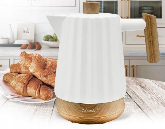 Electric kettle 2,0L MAESTRO MR075 elegant white ceramics with wood