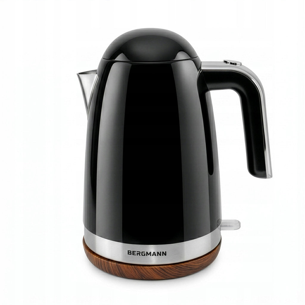 Electric kettle BERGMANN 1,7L 2200W black with wood-like base Packaging status original