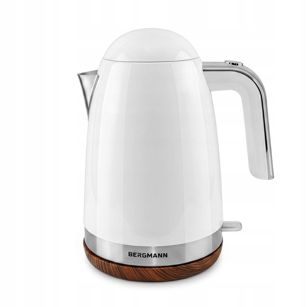 Electric kettle BERGMANN 1,7L 2200W white with wood-like base Packaging status original