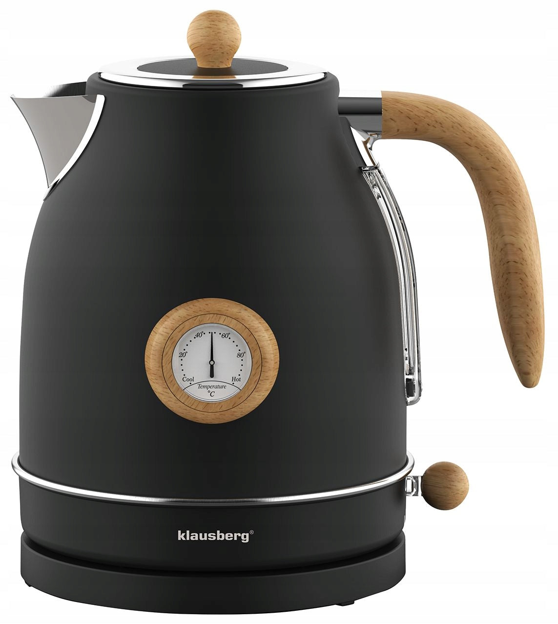 Electric kettle Klausberg KB-7907 1.7L with thermometer Black Retro 2200W