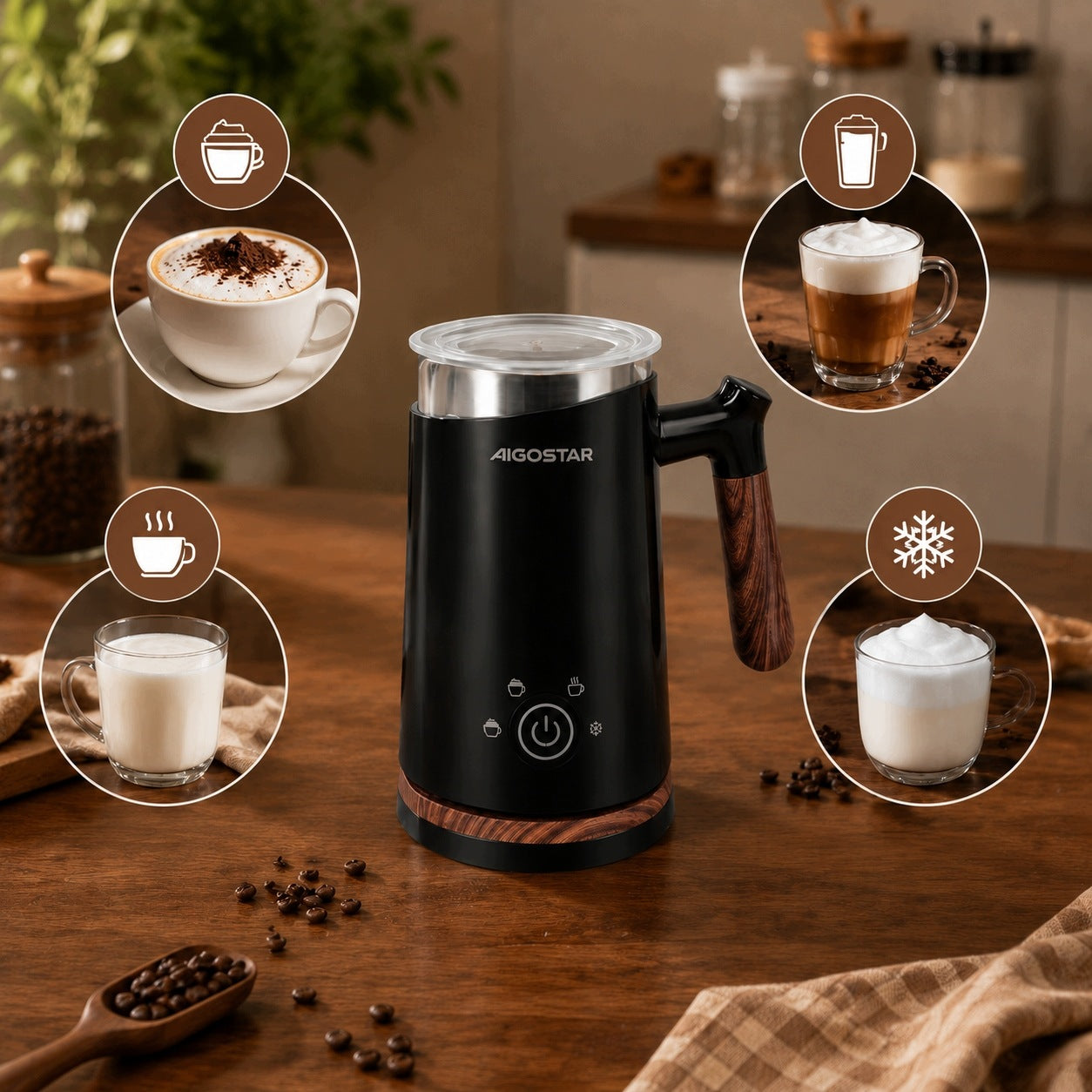 Electric milk frother 500W 4in1 cappuccino latte cold foam Packaging status original