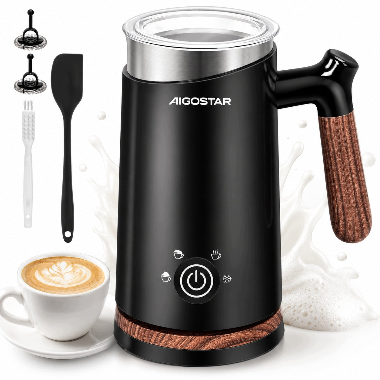Electric milk frother 500W 4in1 cappuccino latte cold foam