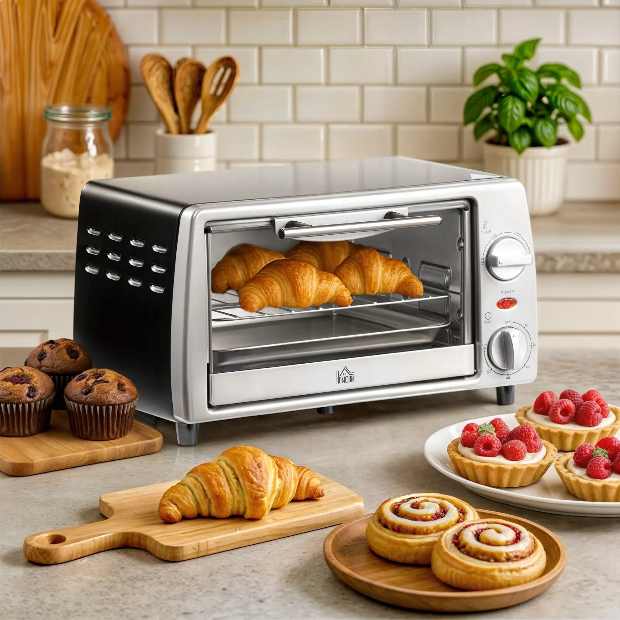 Electric oven HOMCOM, 10 litres, 750 W BLACK/SILVER Packaging status original