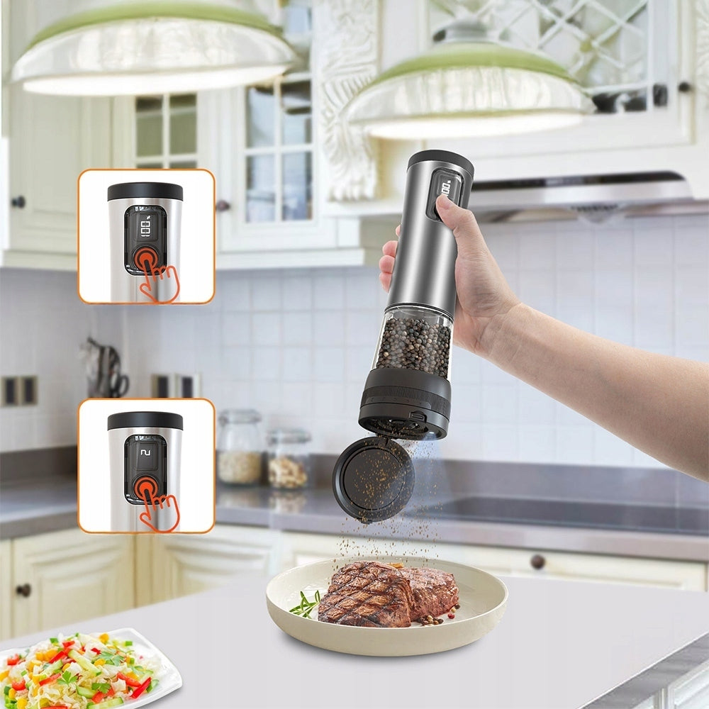 Electric pepper and salt grinder 800mah usb-c charging base Manufacturer code elektryczny młynek do pieprzu JYSafora