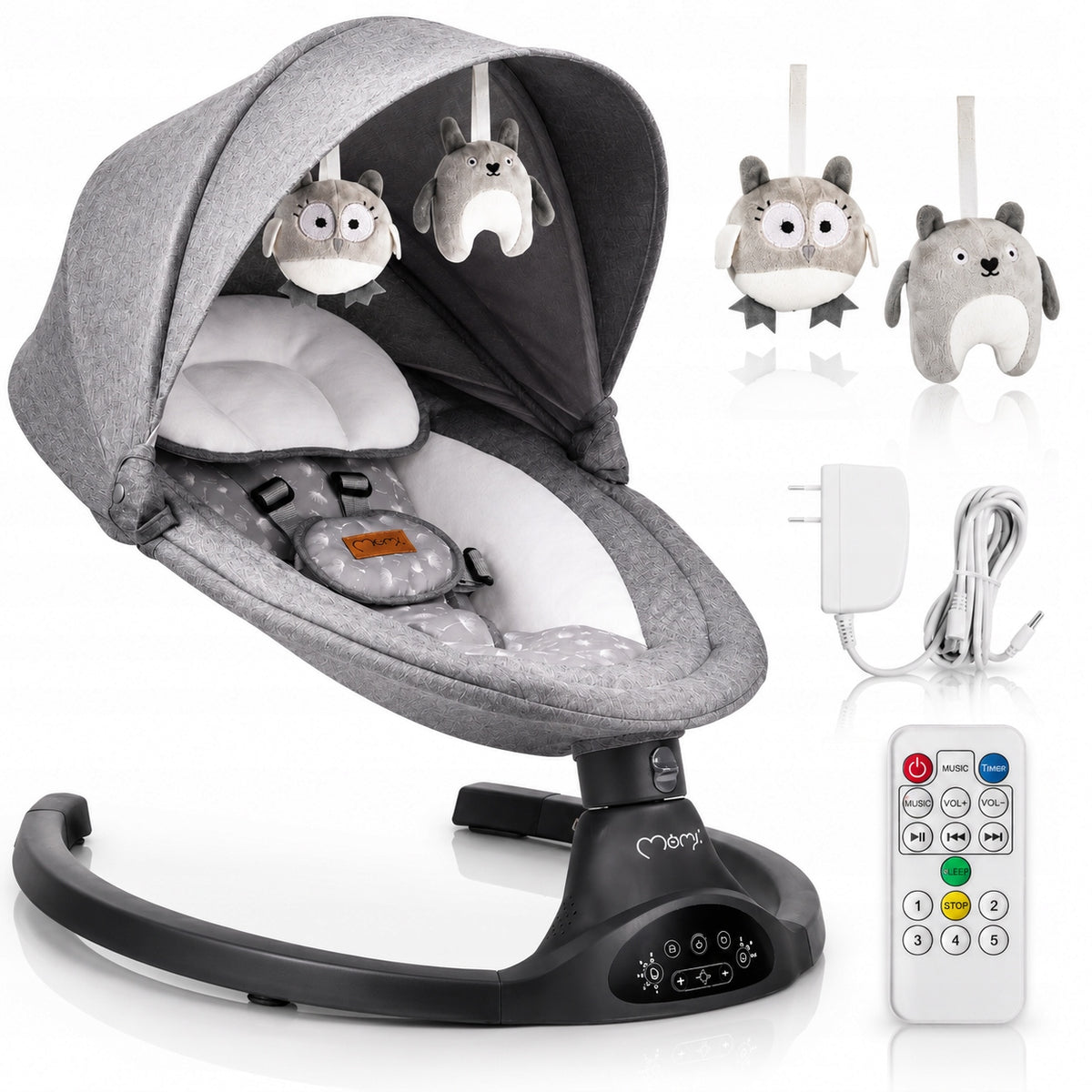 Electric rocker MoMi KENANI dark - lounger melodies bluetooth remote control
