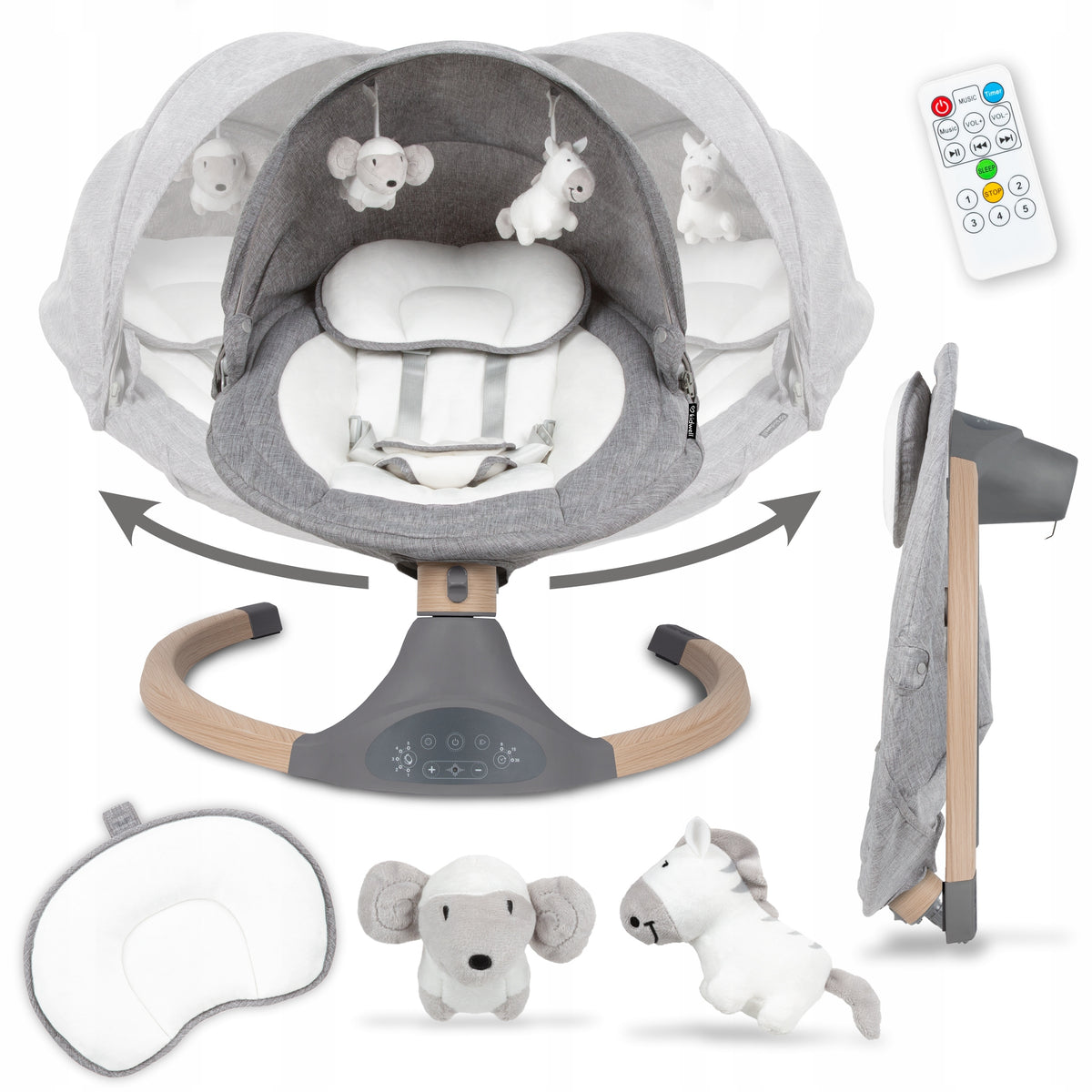 Electric rocker lounger with remote control Kidwell LUXI 2in1 dark melange wood