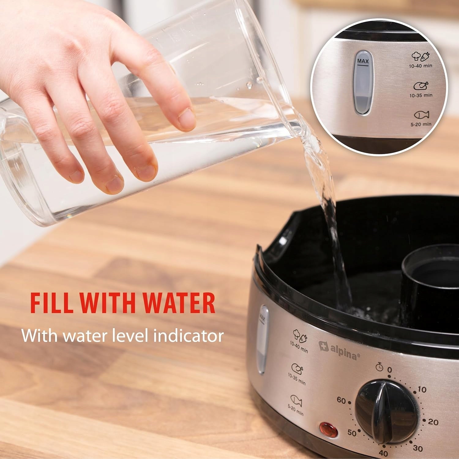 Electric steamer ALPINA 800W INOX TIMER Manufacturer code ED-258686