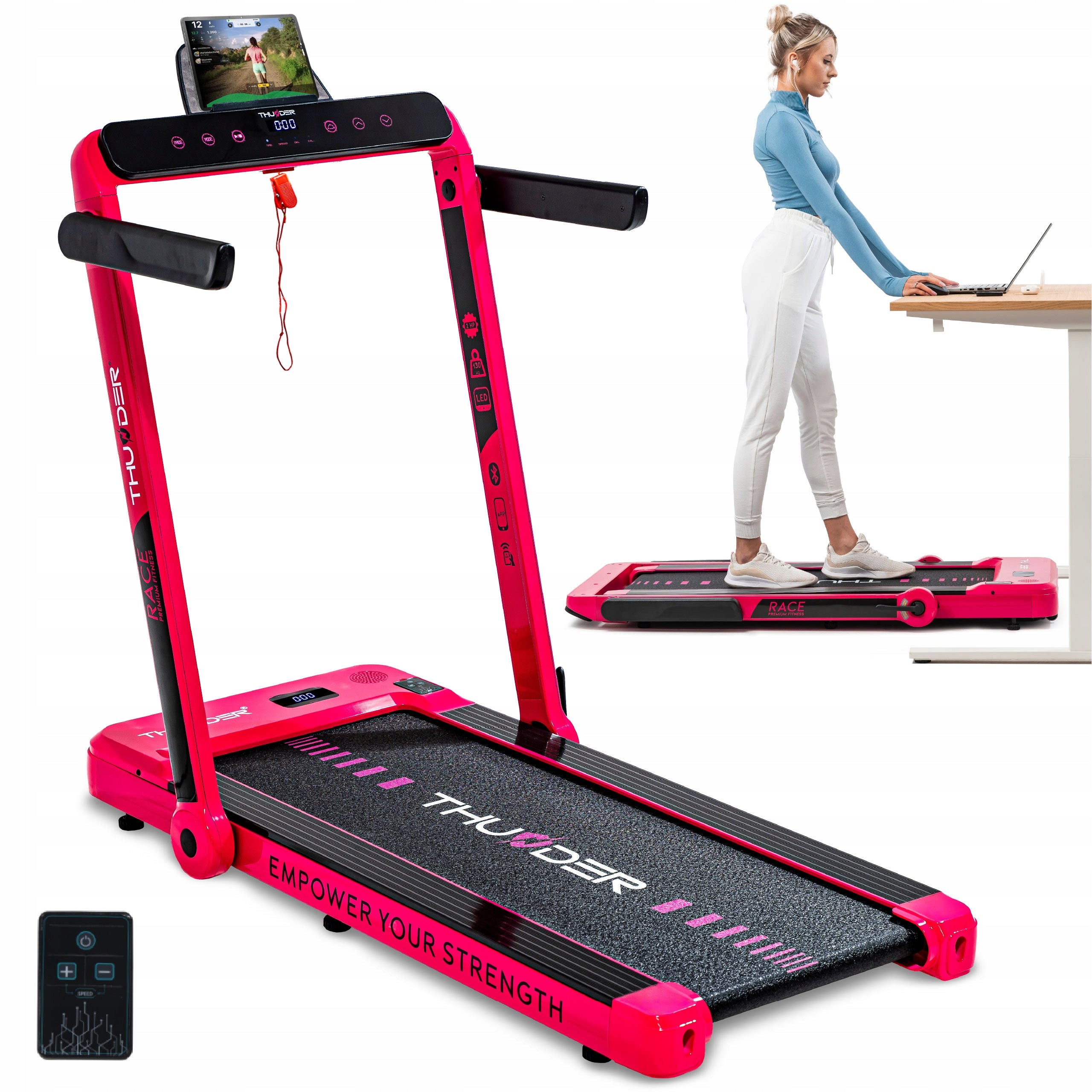 Electric treadmill Thunder RACE-PINK 0,8 – 14 km/h 130 kg folding application