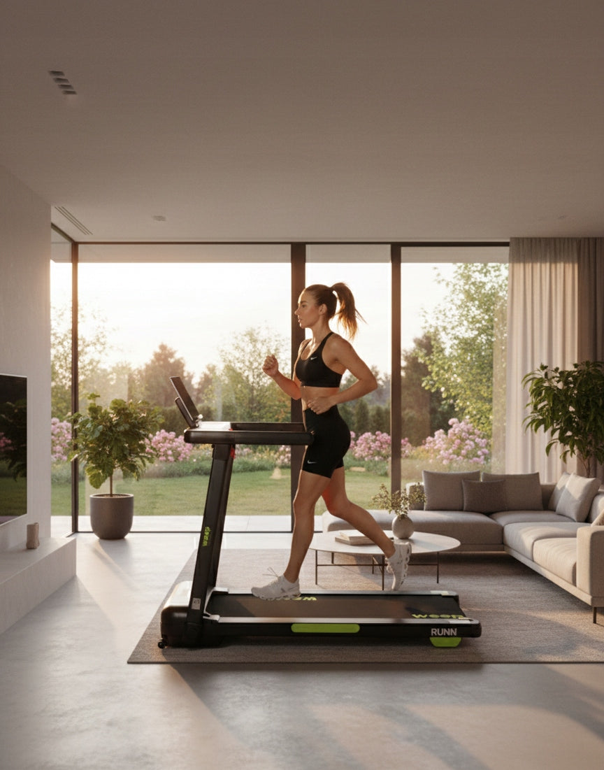 Electric treadmill WEEP RUNN with shock absorption, 15 km/h, 120 kg Manufacturer code Bieżnia RUNN z automatycznym kątem nachylenia