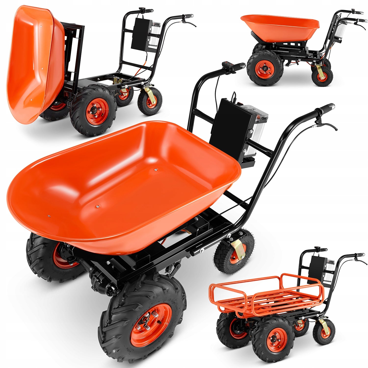 Electric wheelbarrow construction garden cradle BAUMR-AG 2in1 120 L 300 kg 40 V