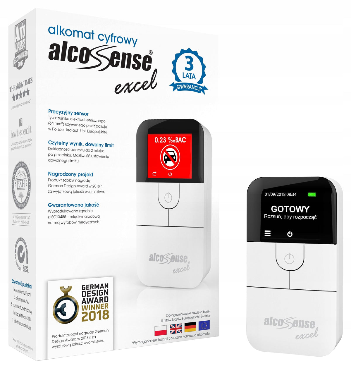 Electrochemical breathalyzer ALCOSENSE Excel Brand AlcoSense