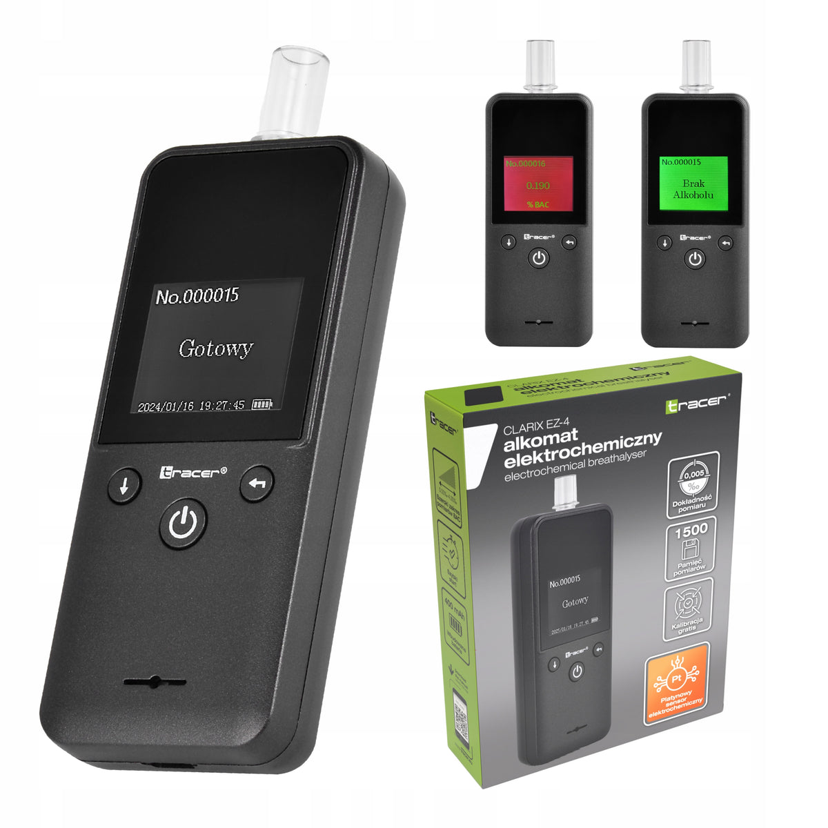 Electrochemical breathalyzer TRACER Clarix EZ-4 | case | 0,005%o | USB C