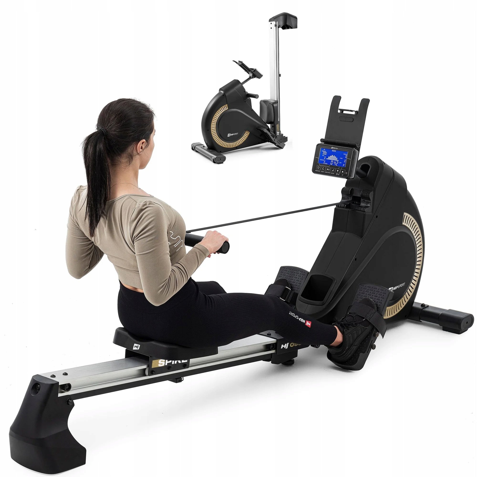 Electromagnetic Rowing Machine Folding Ergometer with Applications Trainer 140kg